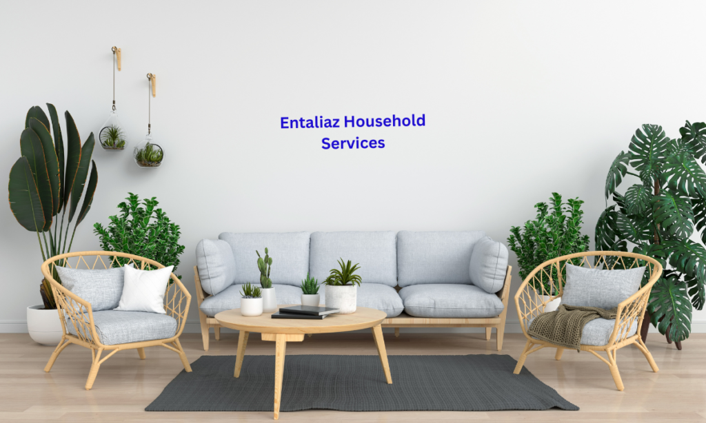 A living room decorated with plants