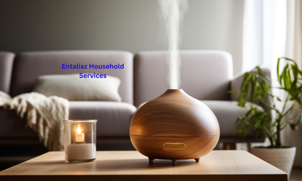 A living room with essential oil