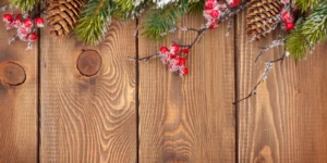 Home decorated with pinecones and rustic wooden ornament