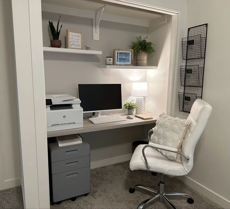turn a closet into a mini office