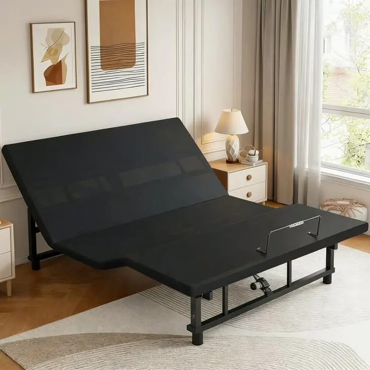 smart adjustable bed with a foldable metal frame