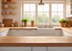 wooden kitchen surface